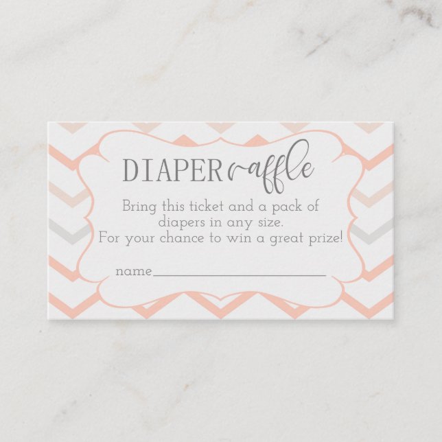 Carte D'accompagnement Pastel Peach et Grey Zig Zag Raffin de couche (Devant)