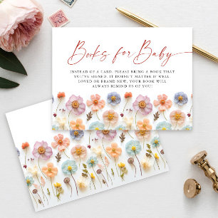 Carte D'accompagnement Pastel Pink Fleur sauvage Baby showers Livres pour