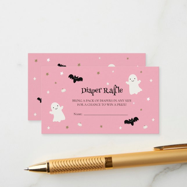 Carte D'accompagnement Pastel Pink Halloween Diner Raffle (Devant/Arrière en situation)