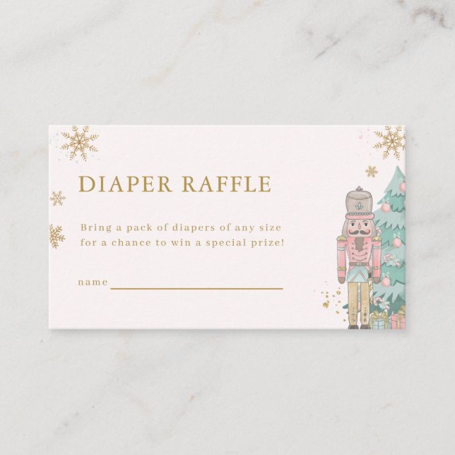 Carte D'accompagnement Pastel Pink Nutcracker Diaper Raffle Card Baby  (Devant)