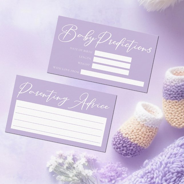 Carte D'accompagnement Pastel Purple Baby shower Prédictions Conseils (Créateur téléchargé)