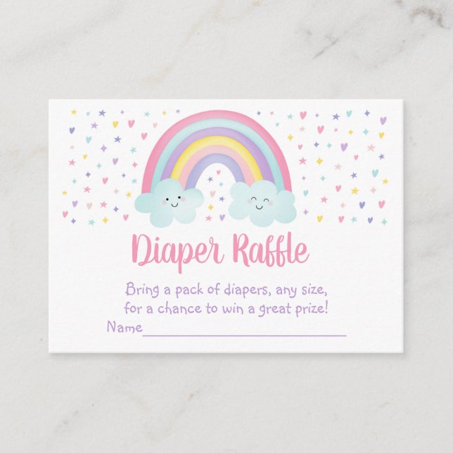 Carte D'accompagnement Pastel Rainbow Clouds Baby shower Déchets Raffle (Devant)
