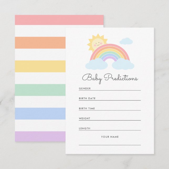 Carte D'accompagnement Pastel Rainbow Sunshine Baby shower Prédictions (Devant / Derrière)