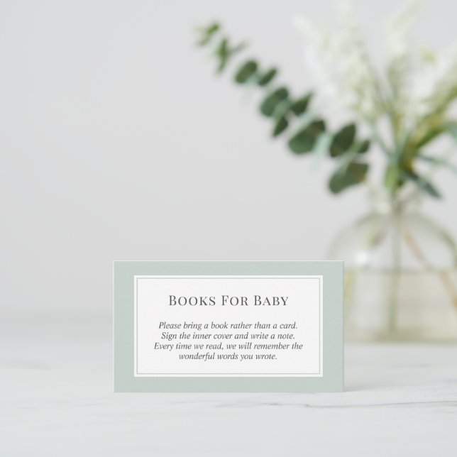 Carte D'accompagnement Pastel Sage Green Fall Baby showers Livres Pour Bé (Debout devant)