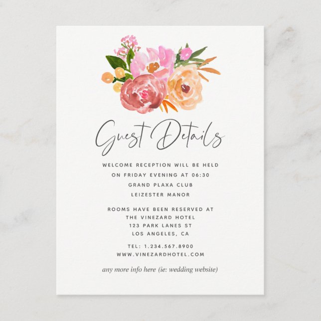 Carte D'accompagnement Pastel Spring Wedding Floral Mariage Détails du cl (Devant)