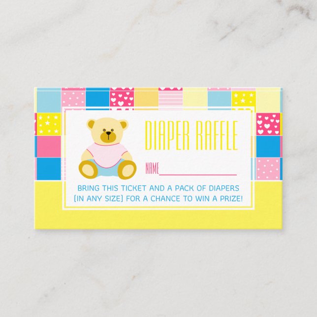 Carte D'accompagnement Patchwork Gold Bicket, Baby shower Raffle (Devant)