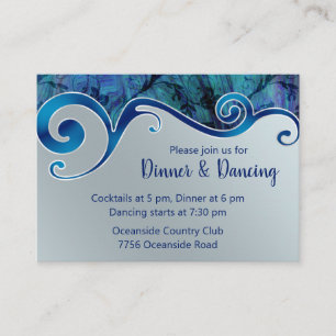 Carte D'accompagnement Paua shell & Waves Wedding Réception Card