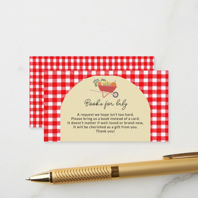 Carte D'accompagnement Pays Cultivé localement Red En vichy Baby shower (Devant/Arrière en situation)