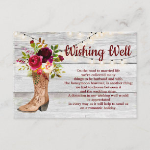 Carte D'accompagnement Pays Western Boot Boho Russe Wishing well