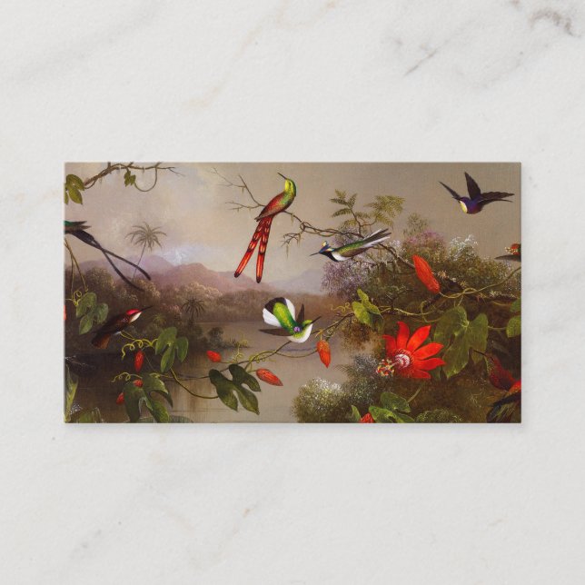 Carte D'accompagnement Paysage tropical avec dix colibris (Devant)