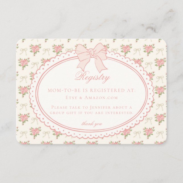 Carte D'accompagnement Peach & Beige Vintage Fantaisie Florale Liste de N (Devant)