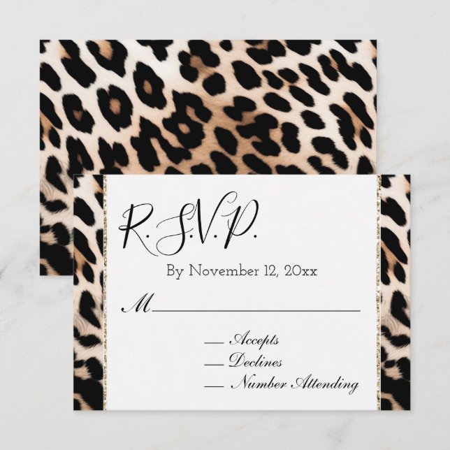 Carte D'accompagnement Peach Black Cream Leopard RSVP (Devant / Derrière)