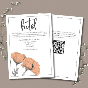 Carte D'accompagnement Peach Floral Poppies Moderne Elégant Mariage Hotel