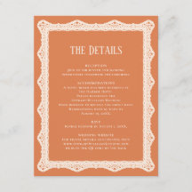 Peach Lace Details Reception Information Wedding 