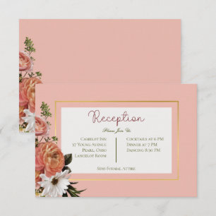 Carte D'accompagnement Peach Mimosa Fleurit Floral Mariage Réception