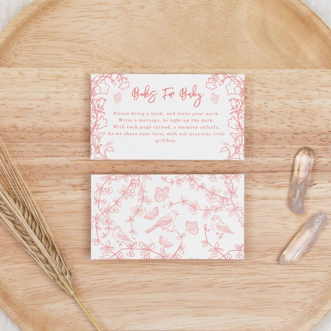 Carte D'accompagnement Peach Pink Garden Chinoiserie Livres pour bébé (whimsical Peach Pink Garden Chinoiserie Books for Baby Enclosure Card)