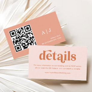 Carte D'accompagnement Peach Pink Orange Boho Disco Détails du Mariage