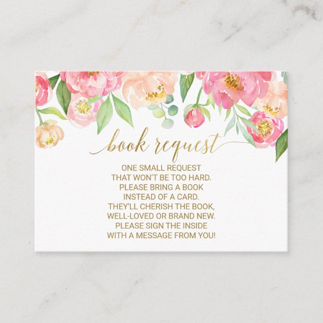 Carte D'accompagnement Peach & Pink Peony Demande de réservation Insertio (Devant)