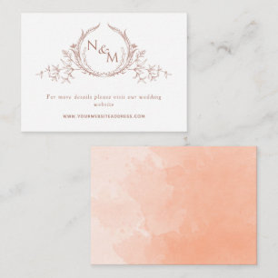 Carte D'accompagnement Peach Watercolor Monogram Site Mariage