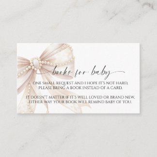 Carte D'accompagnement Pearl and Bow Book for Baby Enclosure Card