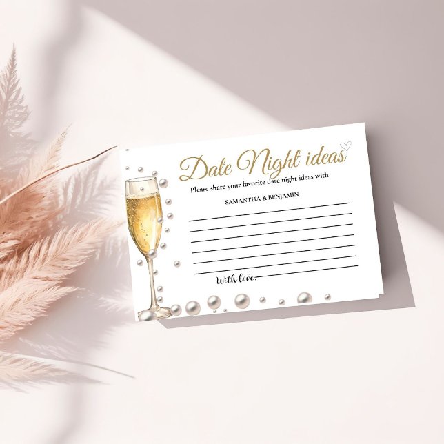 Carte D'accompagnement Pearl et Prosecco Date Nuit Idées Fête des mariées (Créateur téléchargé)