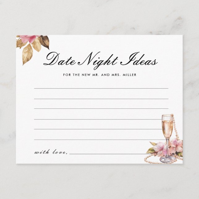 Carte D'accompagnement Pearl Prosecco Date Nuit Idées Fête des mariées (Devant)