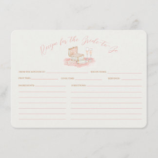 Carte D'accompagnement Pearls & Prosecco Bridal Shower Recipe Card