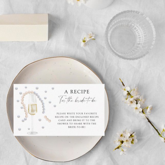 Carte D'accompagnement Pearls & Prosecco - Recette pour que la mariée soi (Créateur téléchargé)