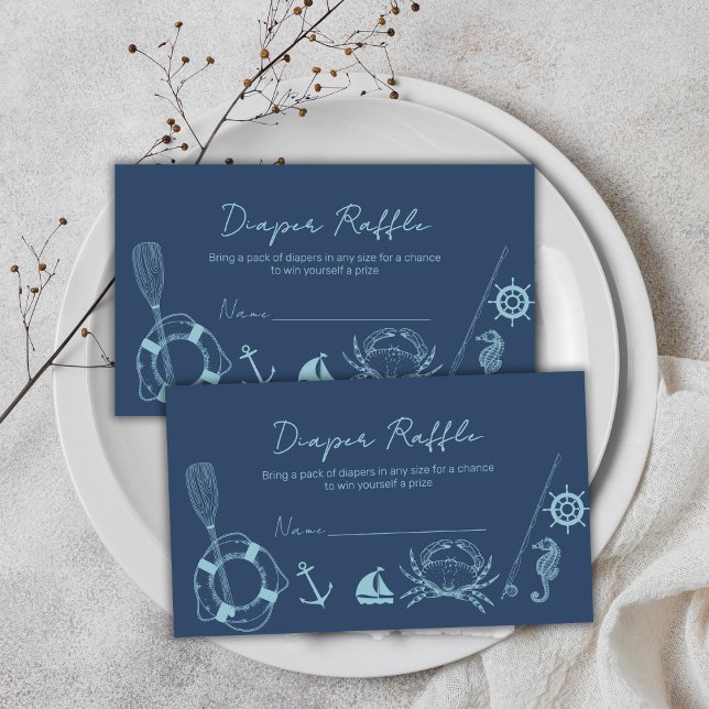 Carte D'accompagnement Pêche Nautical Boy Diaper Raffle Baby shower (Fishing Nautical Boy Diaper Raffle Baby Shower Enclosure Card)