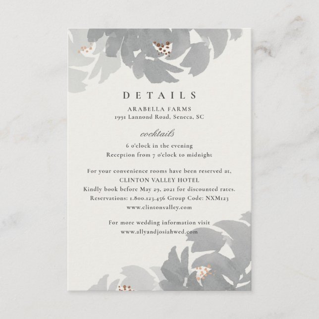 Carte D'accompagnement Peint à la main moderne élégante Floral Détails Ma (Devant)