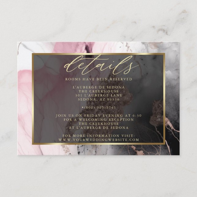 Carte D'accompagnement Peinture de code QR moderne Rose Abstrait Charcoal (Devant)