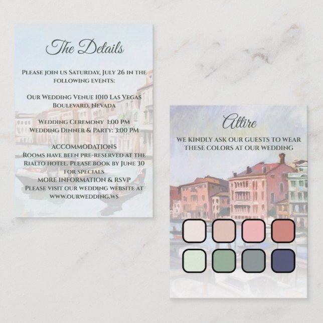 Carte D'accompagnement Peintures du Grand Canal, Venise, Italie (Devant / Derrière)