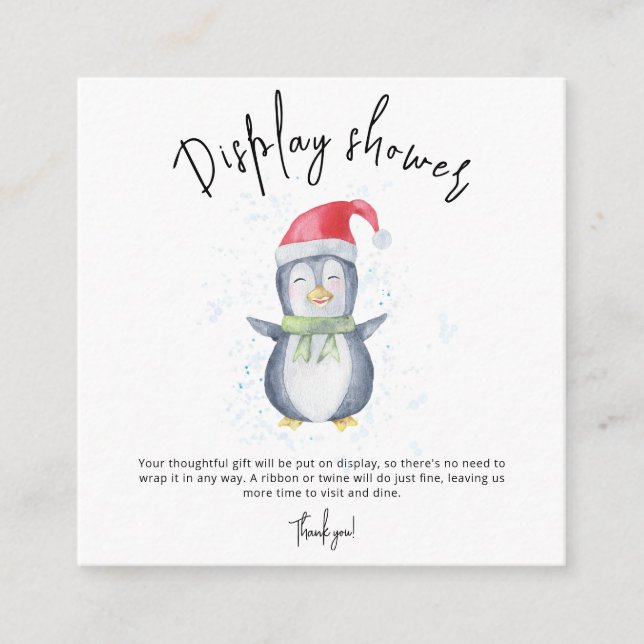 Carte D'accompagnement Penguin de Noël - douche d'affichage (Devant)