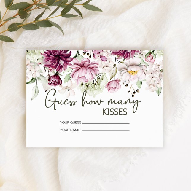 Carte D'accompagnement Peonies Pink Burgundy combien de baisers jeu de nu (Créateur téléchargé)