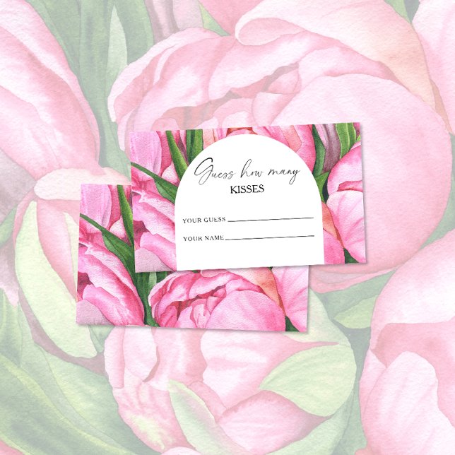 Carte D'accompagnement Peony floral - devinez combien de baisers jeu de n (Créateur téléchargé)