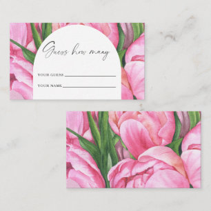 Carte D'accompagnement Peony floral - devinez combien - jeu nuptial