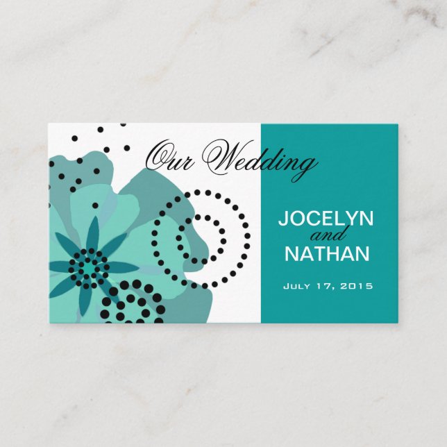 Carte D'accompagnement Pepper Poppies Mariage site turquoise (Devant)