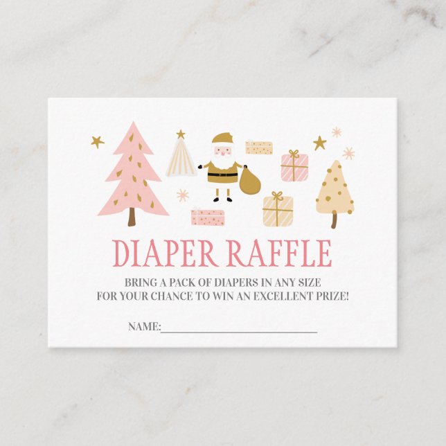 Carte D'accompagnement Père Noël Baby, Baby Girl Douche Déchets Raffle (Devant)