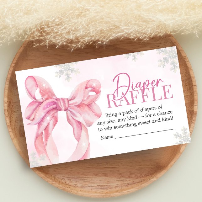 Carte D'accompagnement Père Noël Baby Christmas Baby shower Déchets Raffl (Pink Coquette Winter Baby Shower Diaper Raffle)