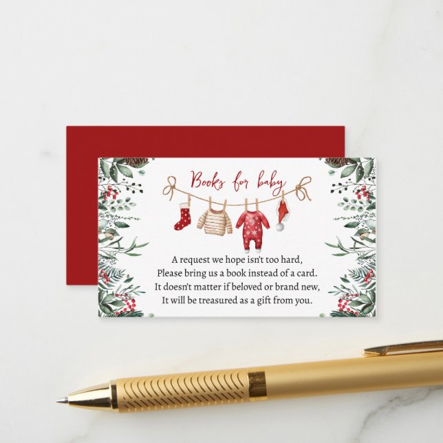 Carte D'accompagnement Père Noël Baby Christmas Baby shower Demande de ré (Devant/Arrière en situation)