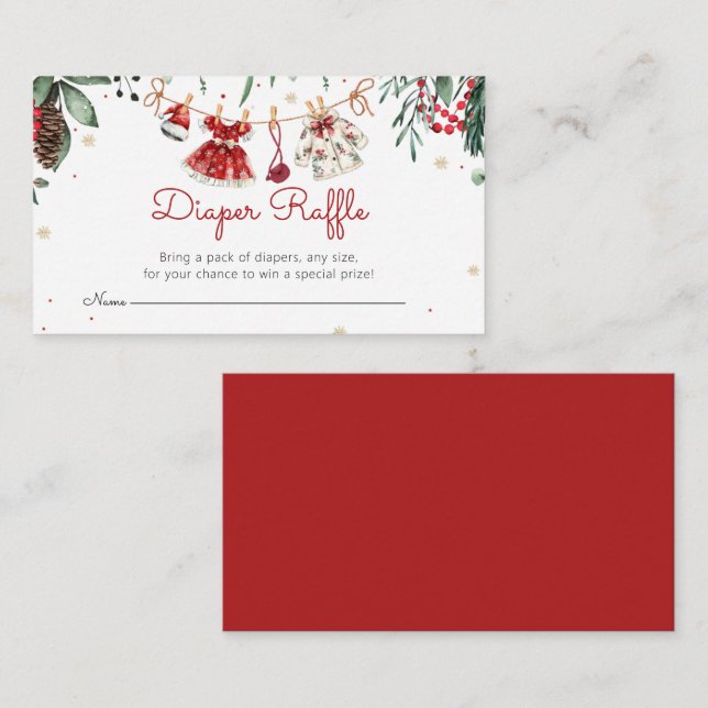 Carte D'accompagnement Père Noël Baby Christmas Girl Clothes Diaper Raffl (Devant / Derrière)