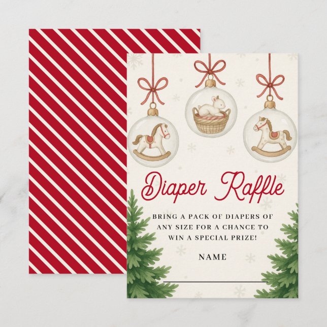 Carte D'accompagnement Père Noël Baby Winter Baby shower Déchets Raffle (Devant / Derrière)