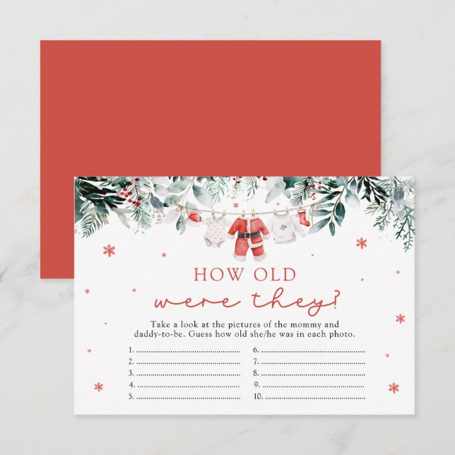 Carte D'accompagnement Père Noël Christmas Quel Âge Ont-Ils Été Baby show (Devant / Derrière)