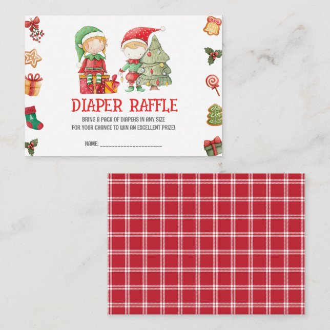 Carte D'accompagnement Père Noël Elves, Christmas Twins Douche Déchets Ra (Devant / Derrière)