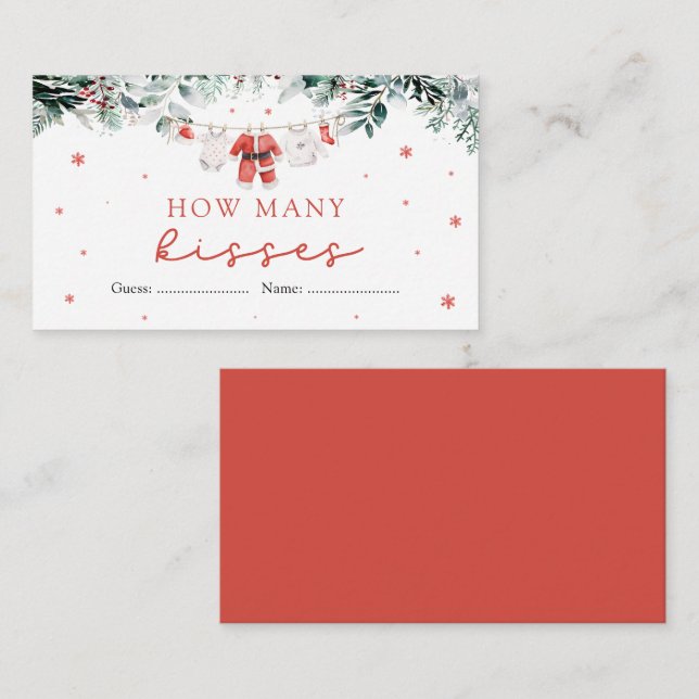 Carte D'accompagnement Père Noël Noël Combien de baisers Baby shower Jeu (Devant / Derrière)