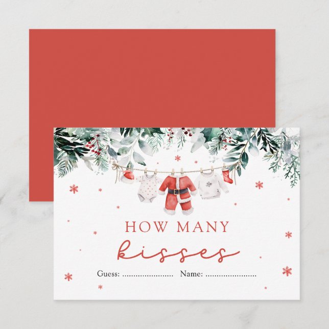 Carte D'accompagnement Père Noël Noël Combien de baisers Baby shower Jeu (Devant / Derrière)