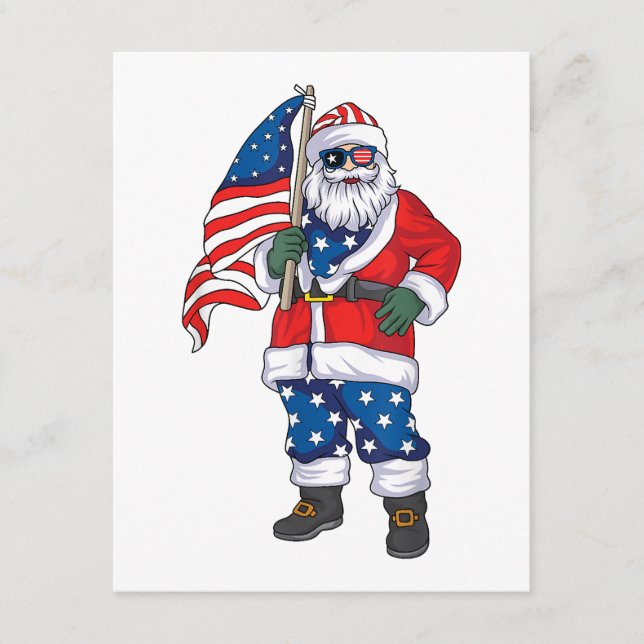 Carte D'accompagnement Père Noël patriotique Noël américain 4 juillet San (Devant)