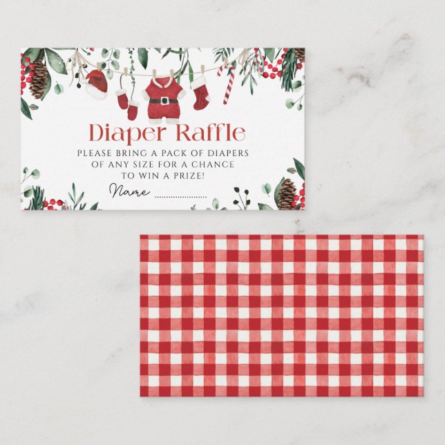 Carte D'accompagnement Père Noël Vêtements pour bébés tombola de Noël Hiv (Devant / Derrière)
