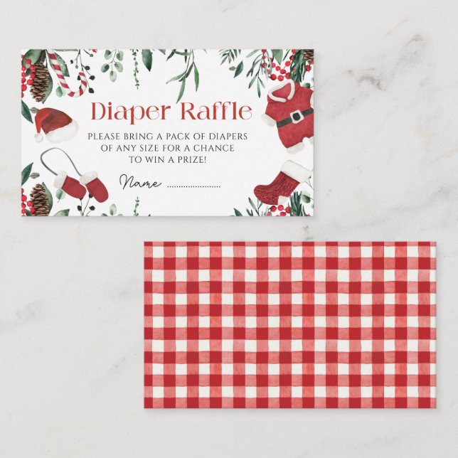 Carte D'accompagnement Père Noël Vêtements pour bébés tombola de Noël Hiv (Devant / Derrière)