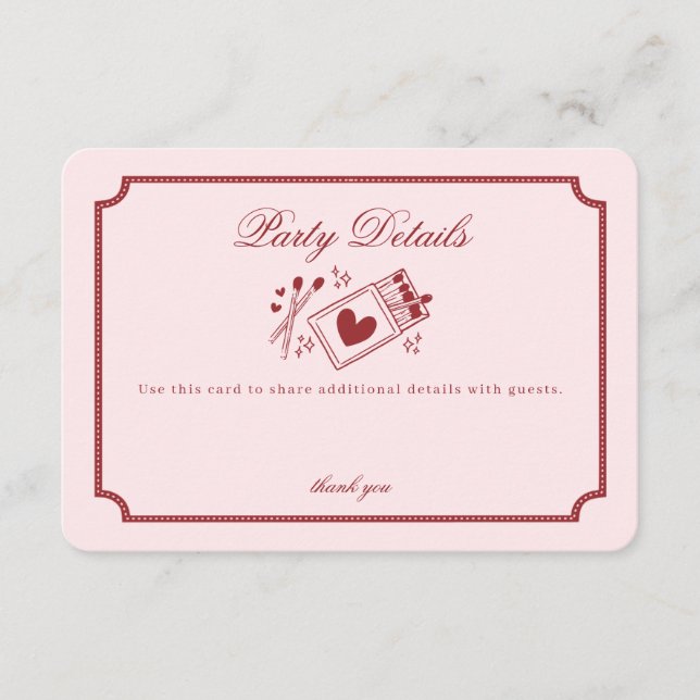 Carte D'accompagnement Perfect Match Made in Heaven Pink Party Details (Devant)